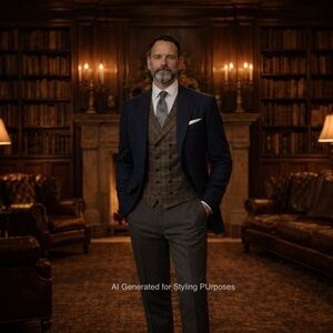 Men's Double Breasted Wool Silk Waistcoat
